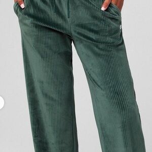 Fabletics Deep Green Ribbed Wide-Leg Pants